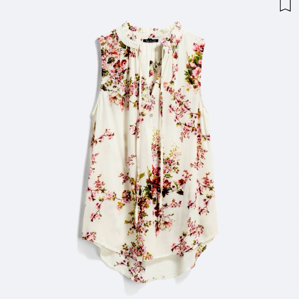 Pink Clover Tie Neck Top